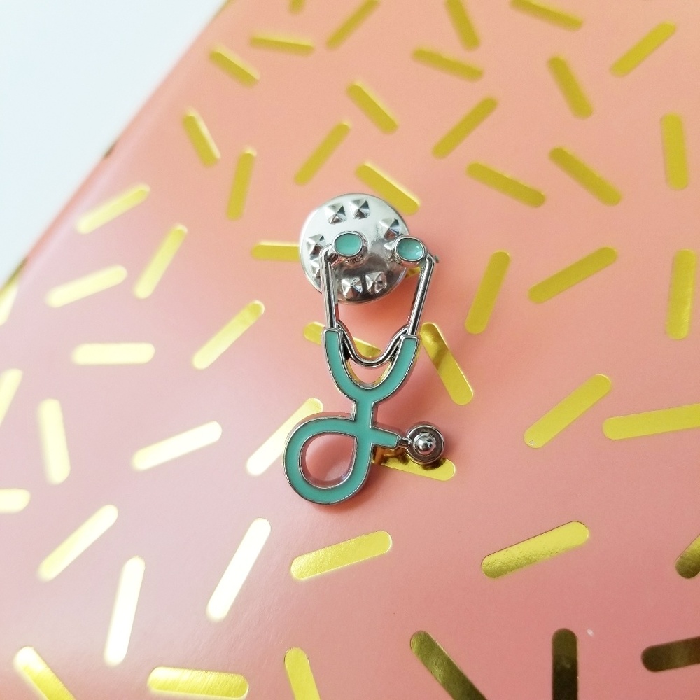 *NEW Enamel Stethoscope Pin | Mint